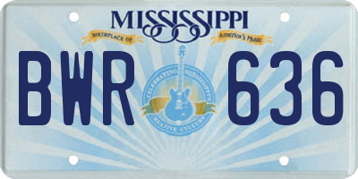 MS license plate BWR636