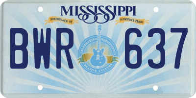 MS license plate BWR637