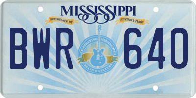 MS license plate BWR640