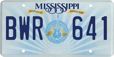 MS license plate BWR641