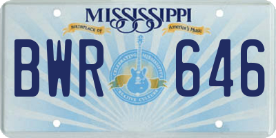 MS license plate BWR646