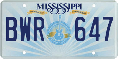 MS license plate BWR647