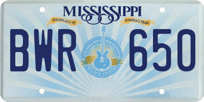 MS license plate BWR650
