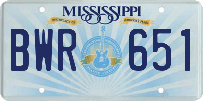 MS license plate BWR651