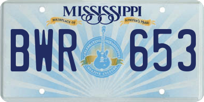 MS license plate BWR653