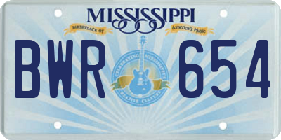 MS license plate BWR654