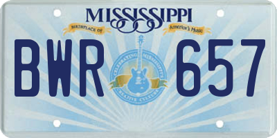 MS license plate BWR657
