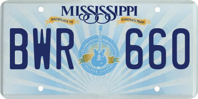 MS license plate BWR660