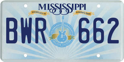 MS license plate BWR662