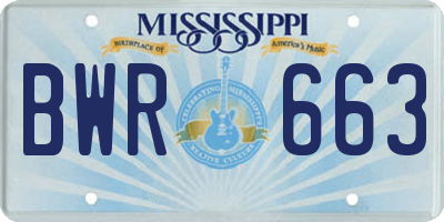 MS license plate BWR663