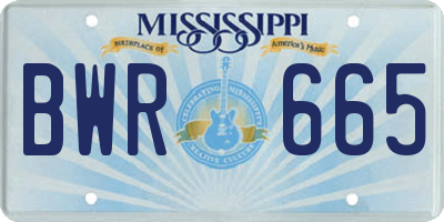 MS license plate BWR665