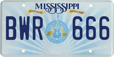 MS license plate BWR666