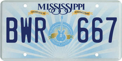 MS license plate BWR667