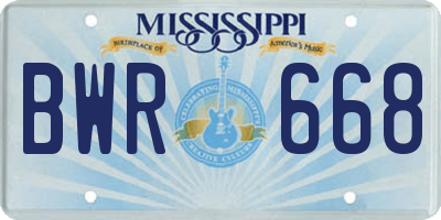 MS license plate BWR668