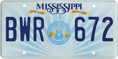 MS license plate BWR672