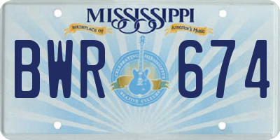 MS license plate BWR674