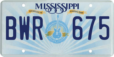 MS license plate BWR675