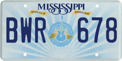 MS license plate BWR678