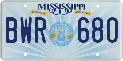 MS license plate BWR680