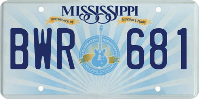 MS license plate BWR681