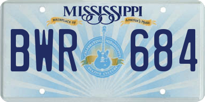 MS license plate BWR684