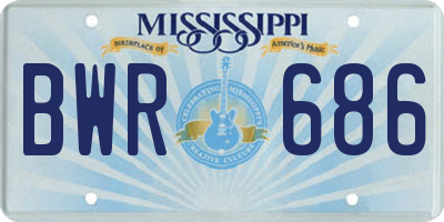 MS license plate BWR686
