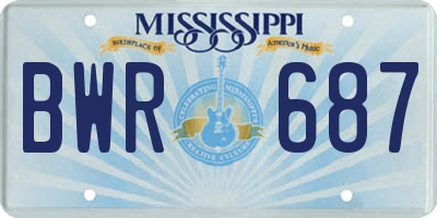 MS license plate BWR687