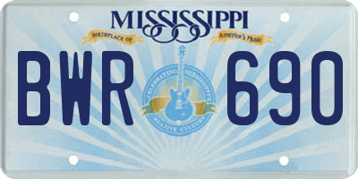 MS license plate BWR690