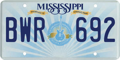 MS license plate BWR692