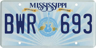 MS license plate BWR693