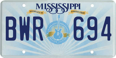 MS license plate BWR694