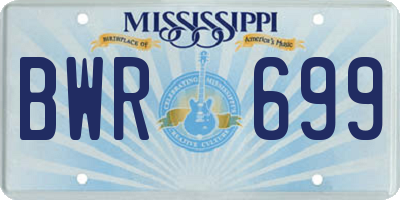 MS license plate BWR699