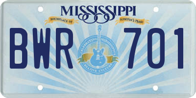 MS license plate BWR701