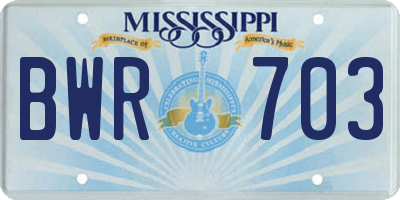 MS license plate BWR703