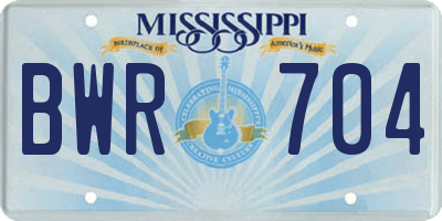 MS license plate BWR704