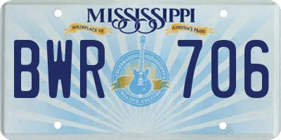 MS license plate BWR706