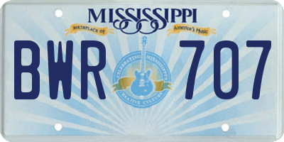 MS license plate BWR707