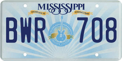 MS license plate BWR708