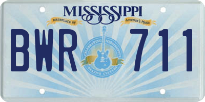 MS license plate BWR711