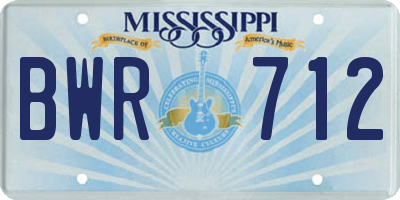 MS license plate BWR712