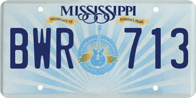 MS license plate BWR713
