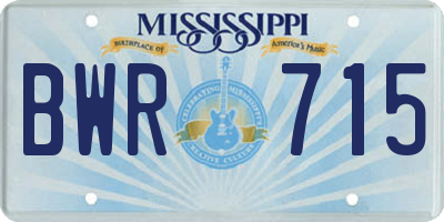 MS license plate BWR715