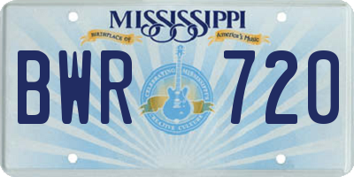 MS license plate BWR720
