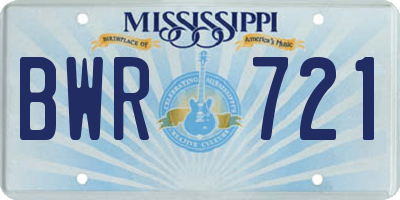 MS license plate BWR721