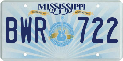 MS license plate BWR722