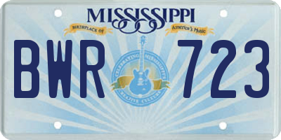 MS license plate BWR723