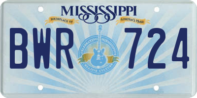 MS license plate BWR724