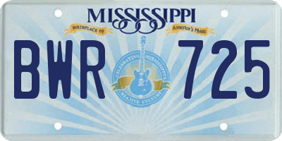 MS license plate BWR725