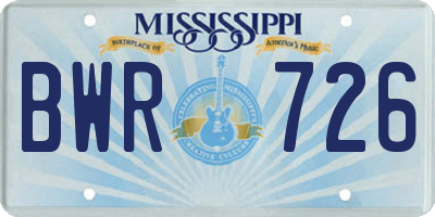 MS license plate BWR726
