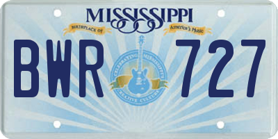 MS license plate BWR727